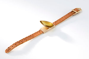 bracelet hidden secret, citrine, salmon leather, 18k gold, jewellery by rembrandt jordan